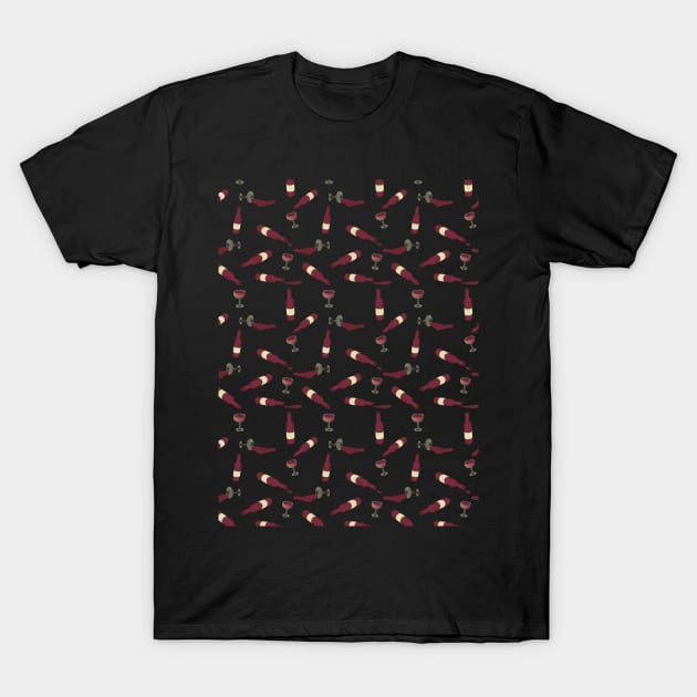 Red wine pattern T-Shirt by Nosa rez